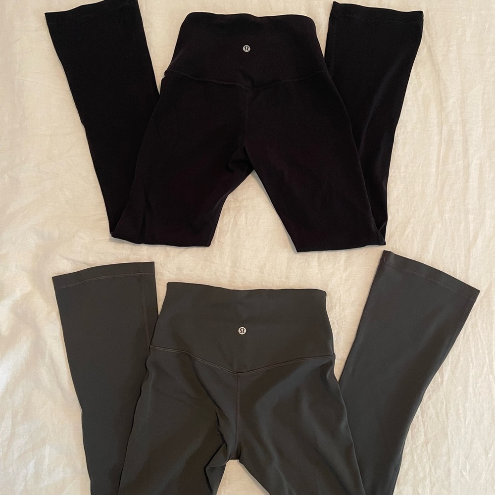 2 GENTLY WORN LULULEMON ALIGN MINI FLARE XSHORT 28” SIZE 4